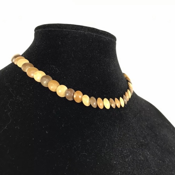 Vintage wooden bead choker disc - Picture 2 of 3